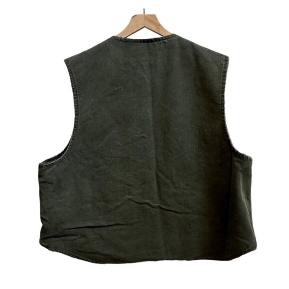 Carhartt VTG Canvas Work Vest V13MOS Green Mens 2XL Made in USA Zip Sherpa Lined - Picture 9 of 9